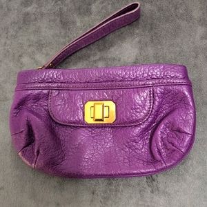 Authentic Juicy Couture Leather Purple Wristlet with Gold Clasp and Strap